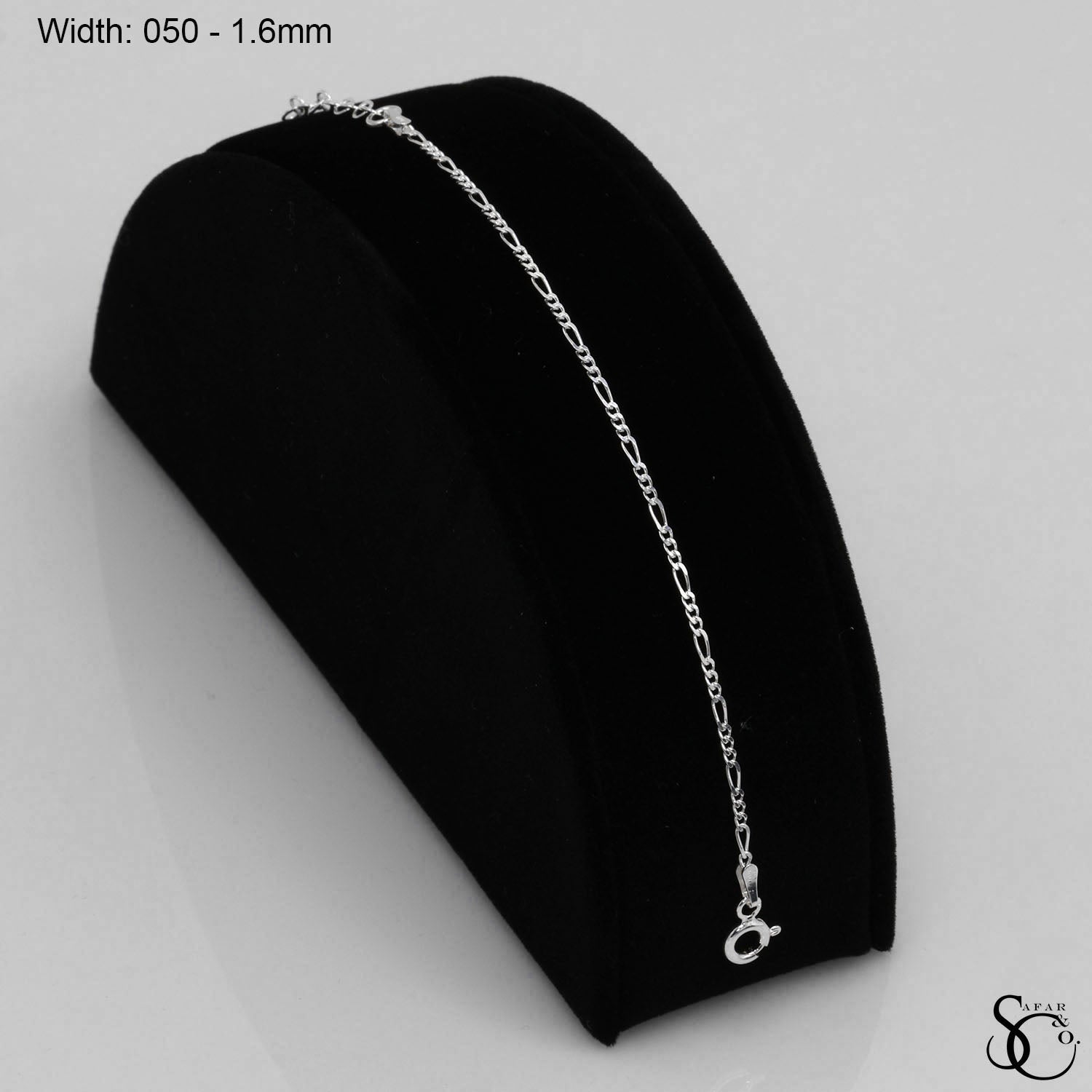 925 Sterling Silver 050 Flat Figaro Bracelet