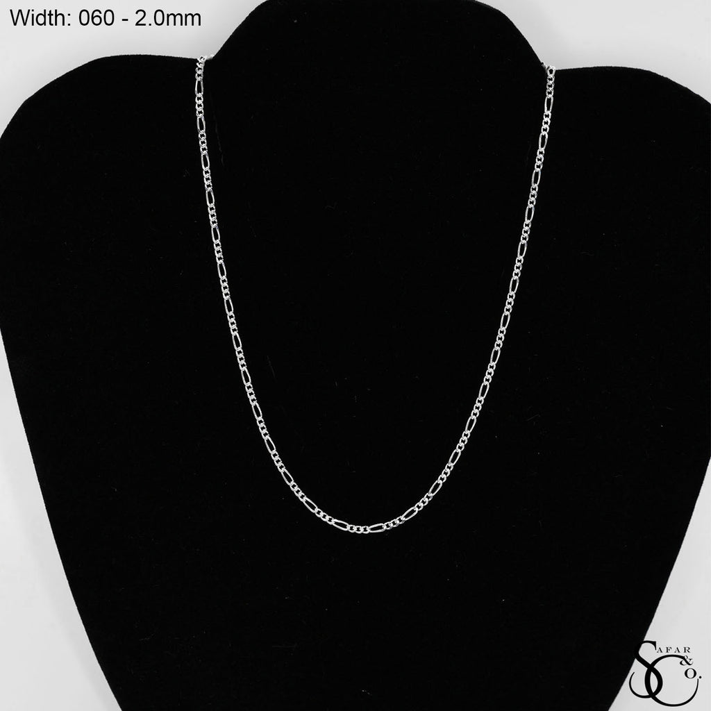 925 Sterling Silver 060 Flat Figaro Chain