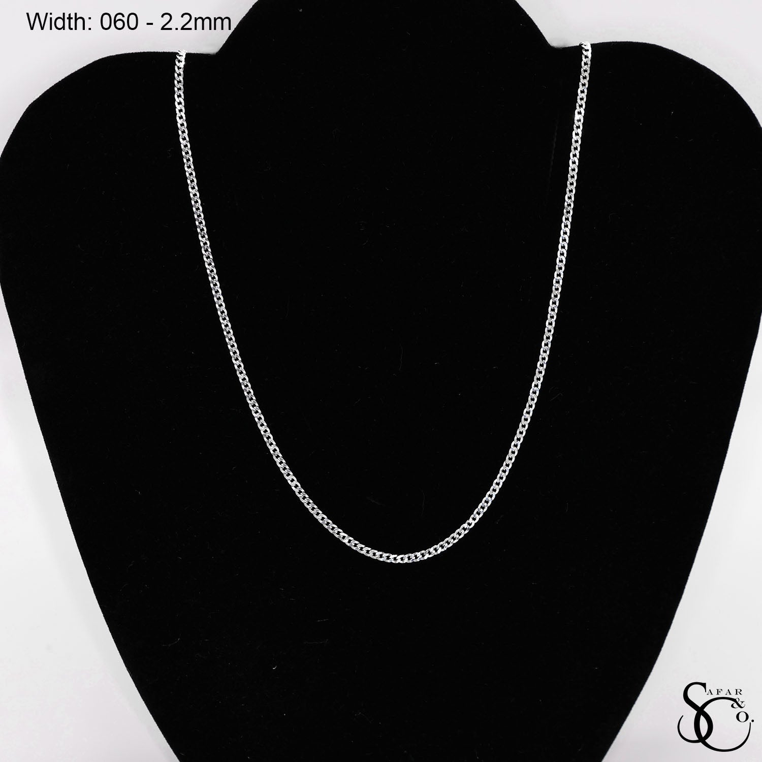 925 Sterling Silver 060 Flat Curb Chain