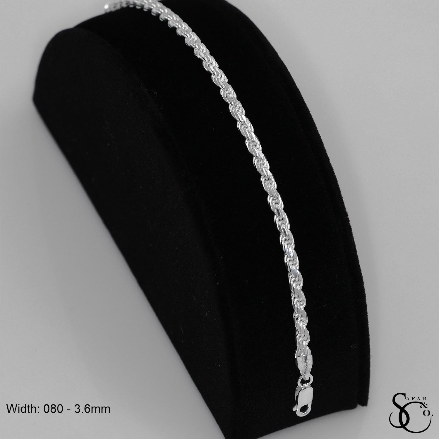 925 Sterling Silver 080 Rope Bracelet