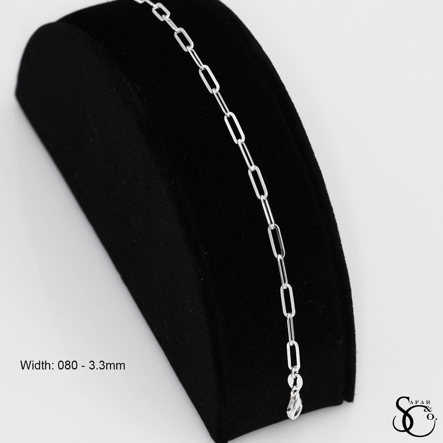 925 Sterling Silver 080 Paperclip Bracelet
