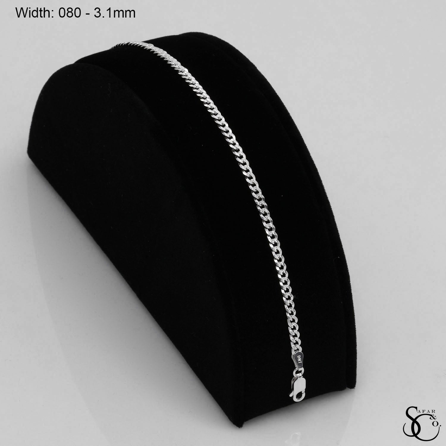 925 Sterling Silver 080 Pave Flat Curb Bracelet