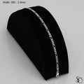 925 Sterling Silver 080 Pave Flat Figaro Bracelet