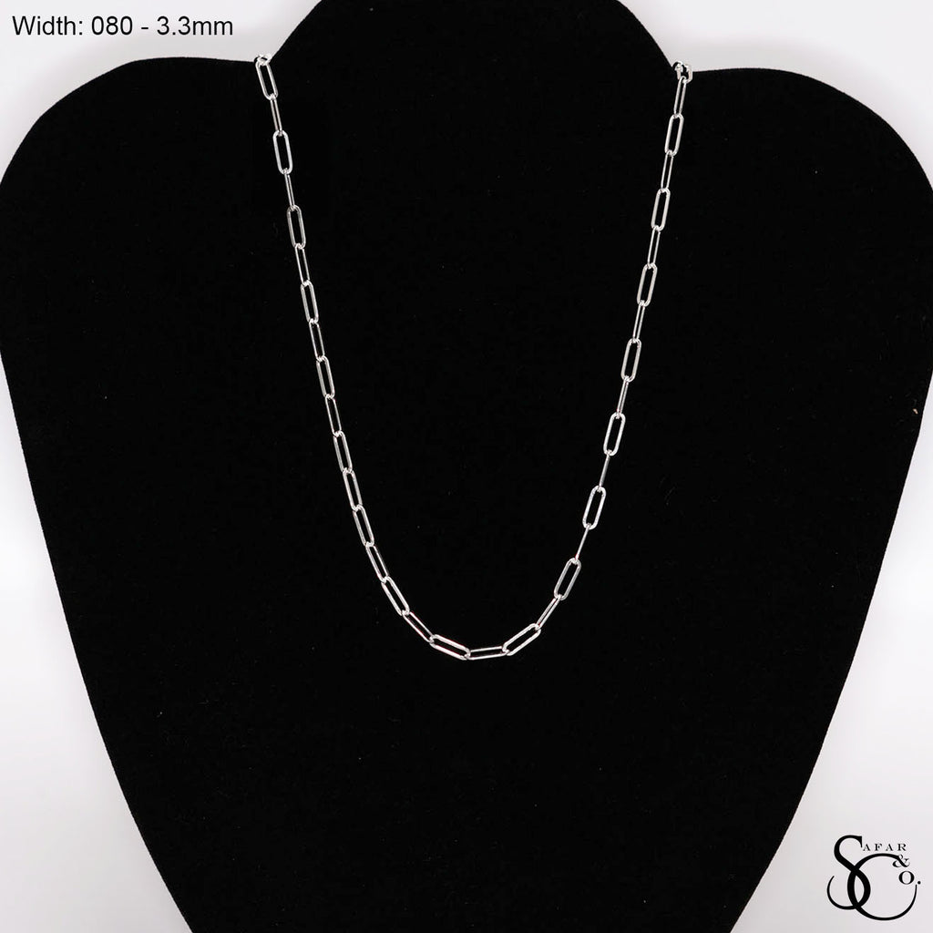 925 Sterling Silver 080 Paperclip Chain