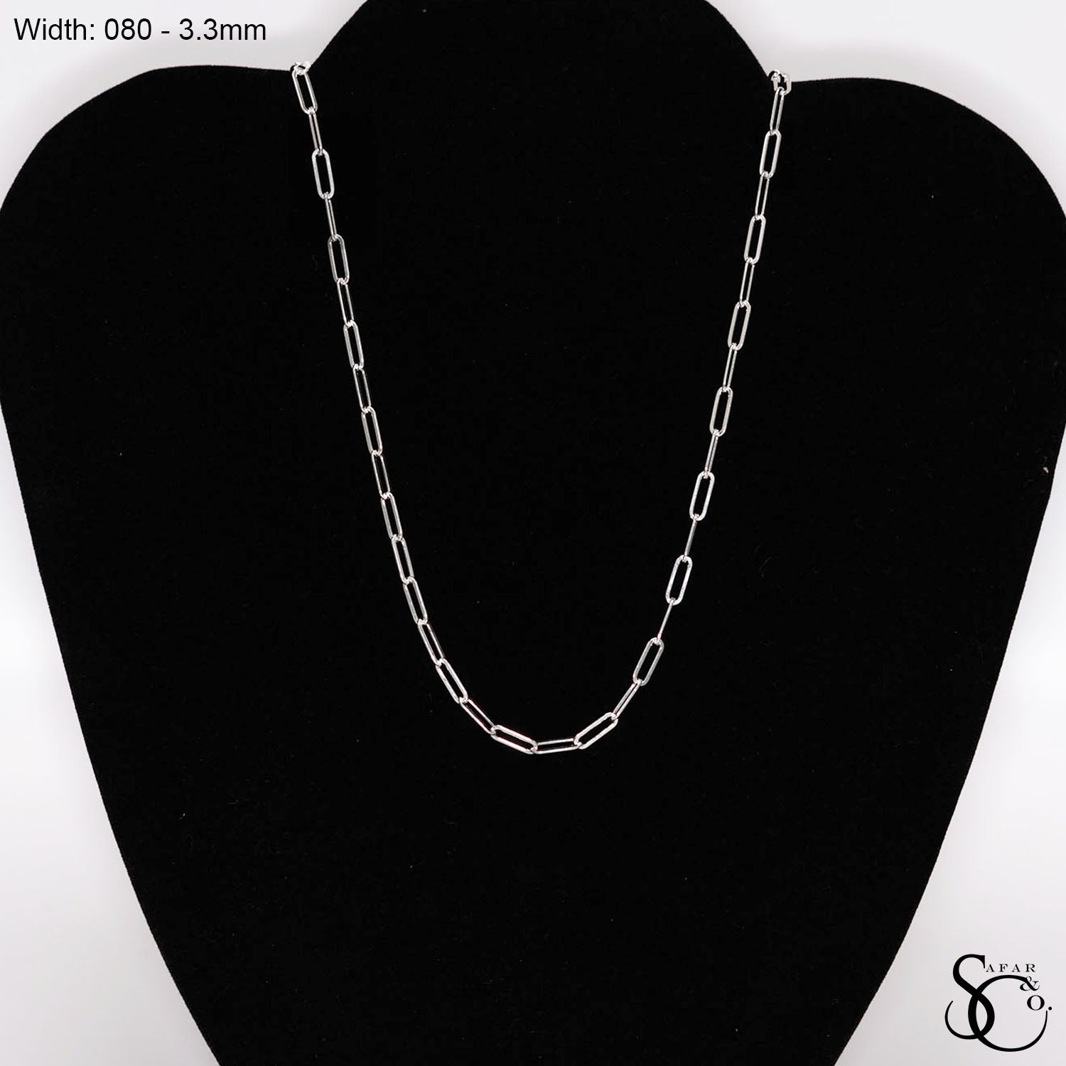 925 Sterling Silver 080 Paperclip Chain