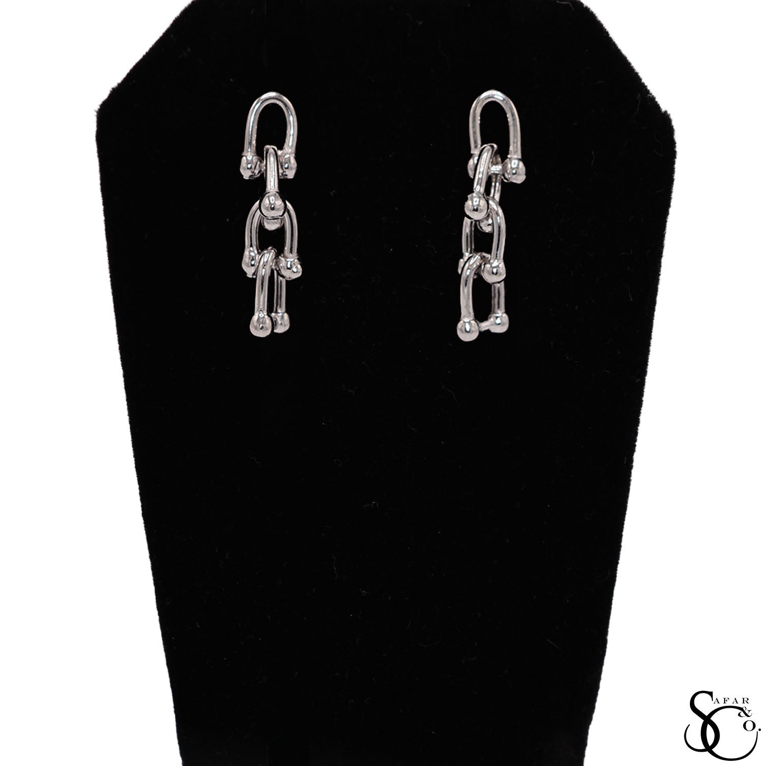 925 Sterling Silver U-Link Chain Dangle Drop Earrings