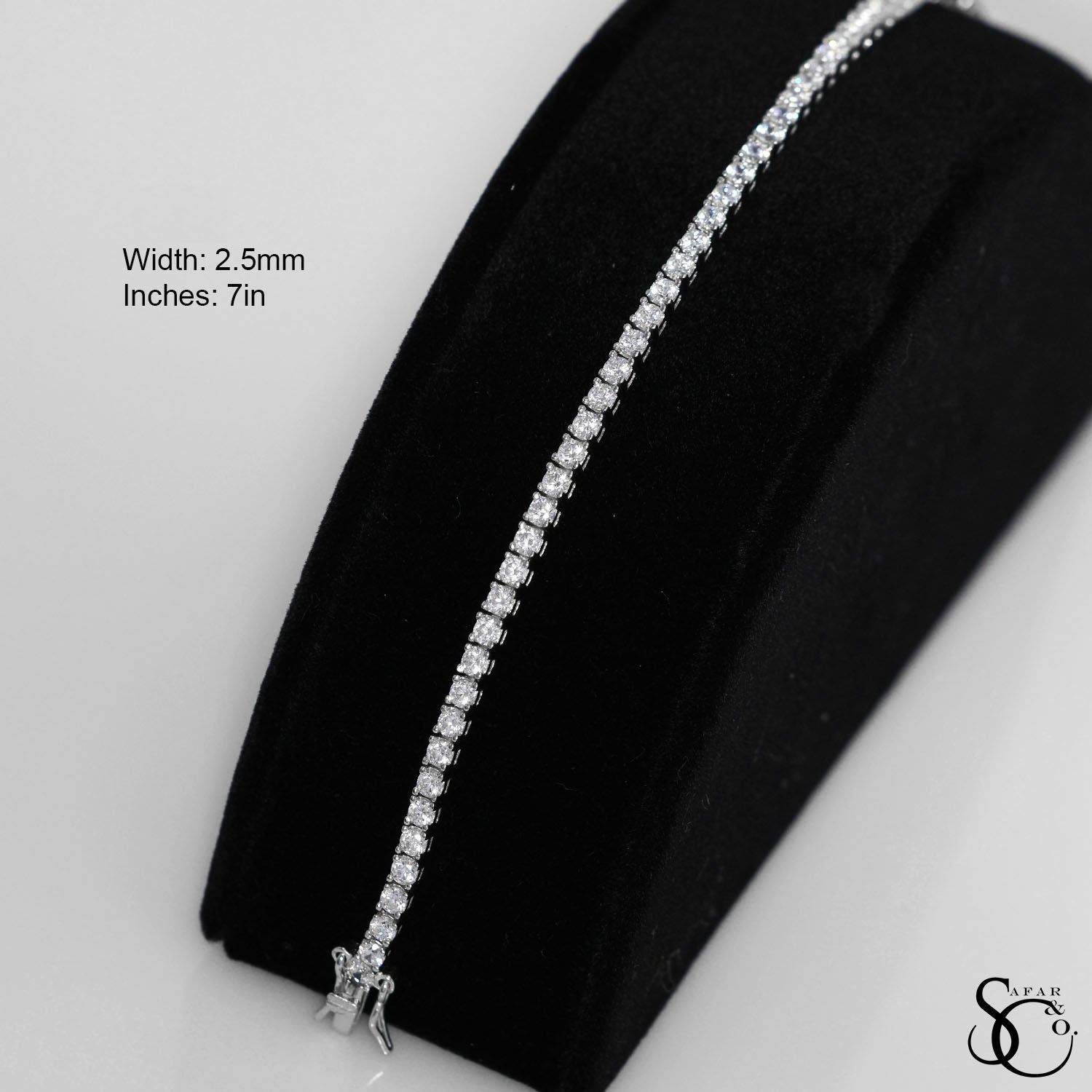 925 Sterling Silver 2.5mm Tennis Necklace 7 Inches