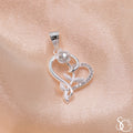 925 Sterling Silver Heart Rose Charm Pendant