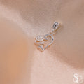 925 Sterling Silver Heart Rose Charm Pendant