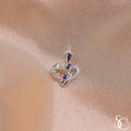 925 Sterling Silver Heart Mom Rose Charm Pendant
