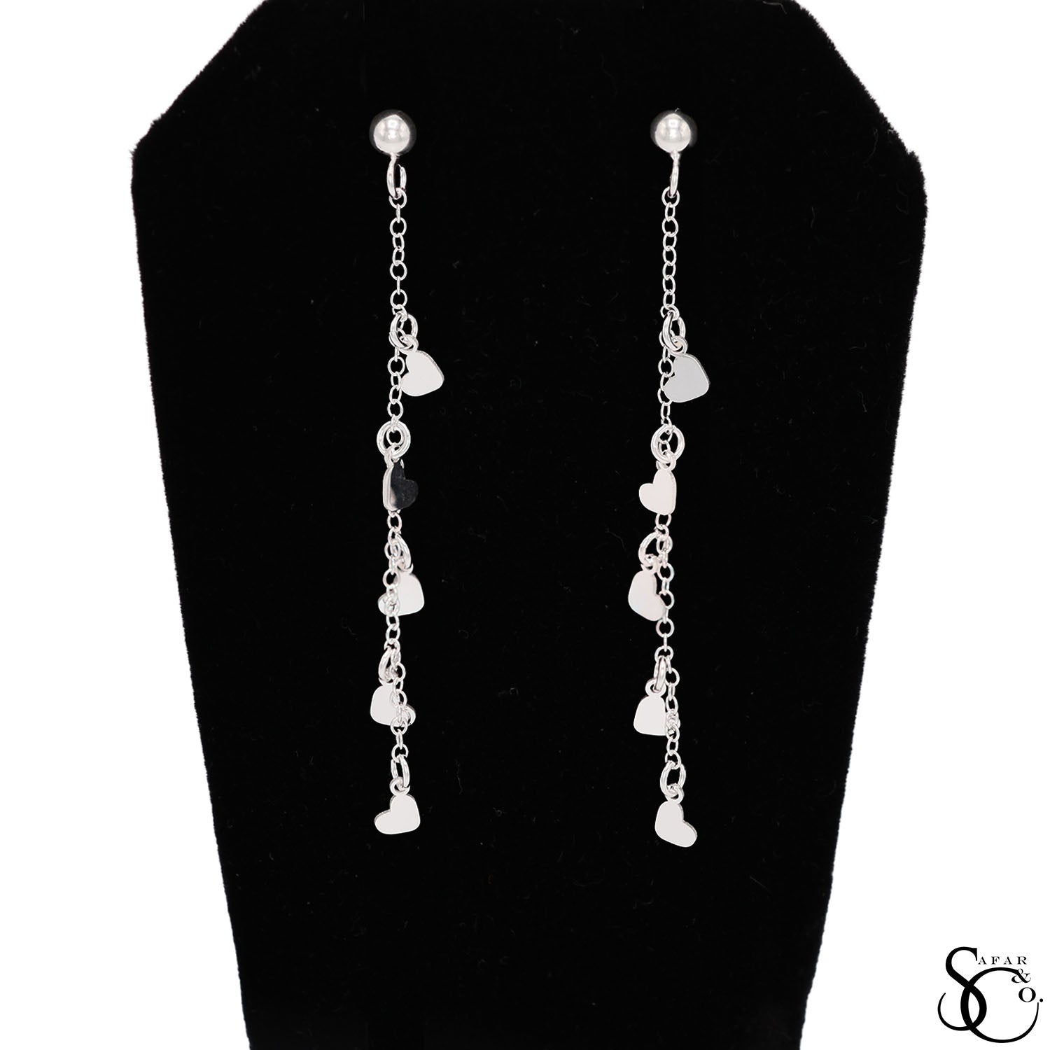 925 Sterling Silver Heart Dangle Drop Earrings