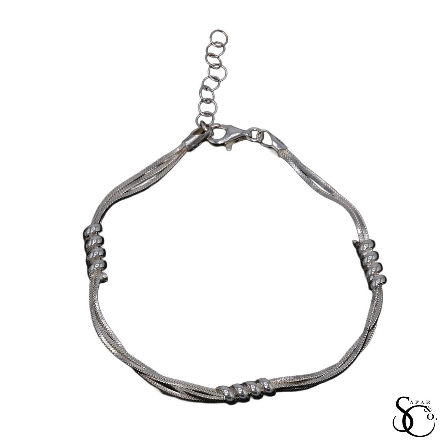 925 Sterling Silver Fancy Multi-Strand Layered Bracelet