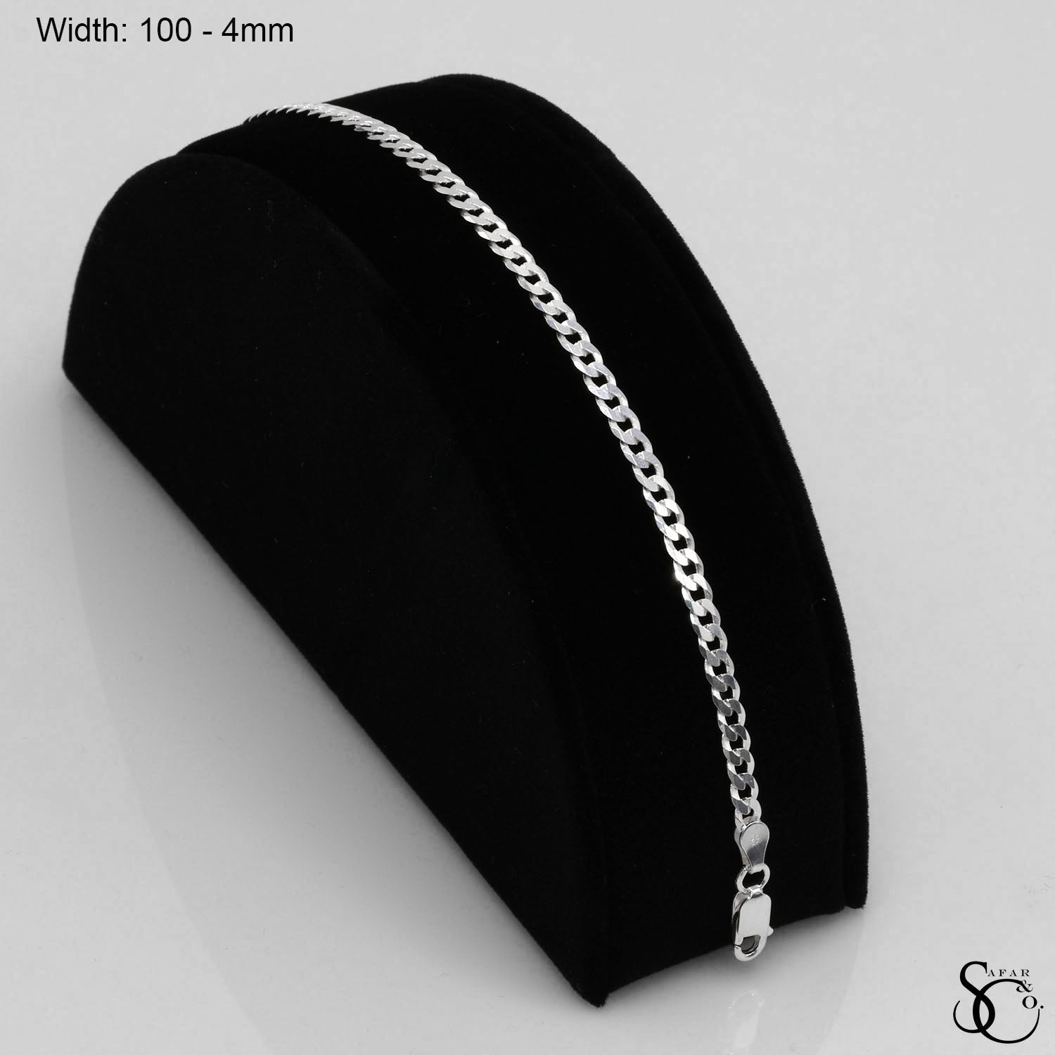 925 Sterling Silver 100 Flat Curb Bracelet
