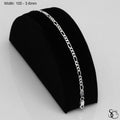 925 Sterling Silver 100 Pave Flat Figaro Bracelet