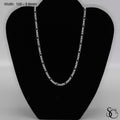 925 Sterling Silver 100 Pave Flat Figaro Chain