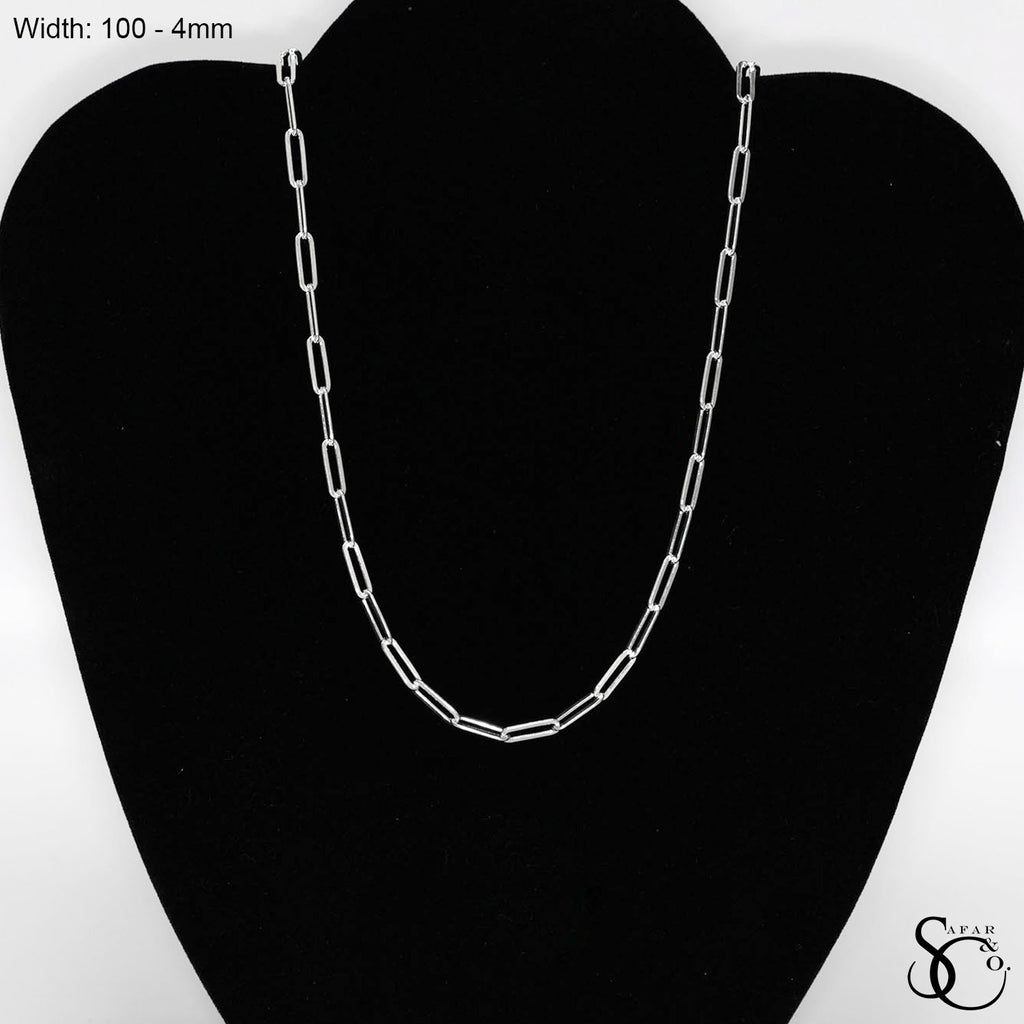 925 Sterling Silver 100 Paperclip Chain