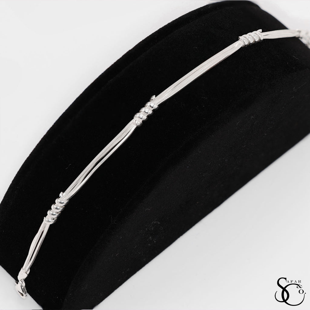 925 Sterling Silver Fancy Multi-Strand Layered Bracelet