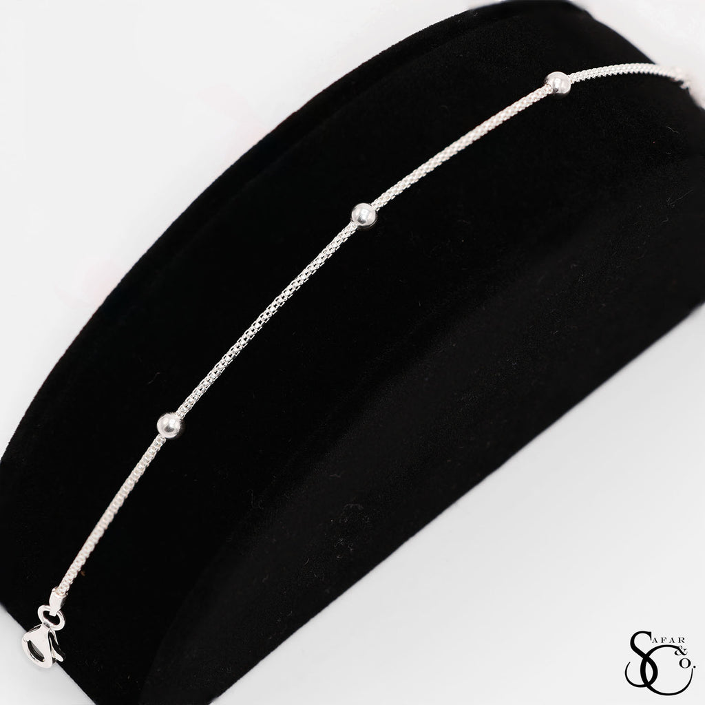 925 Sterling Silver Fancy Ball Beaded Bracelet