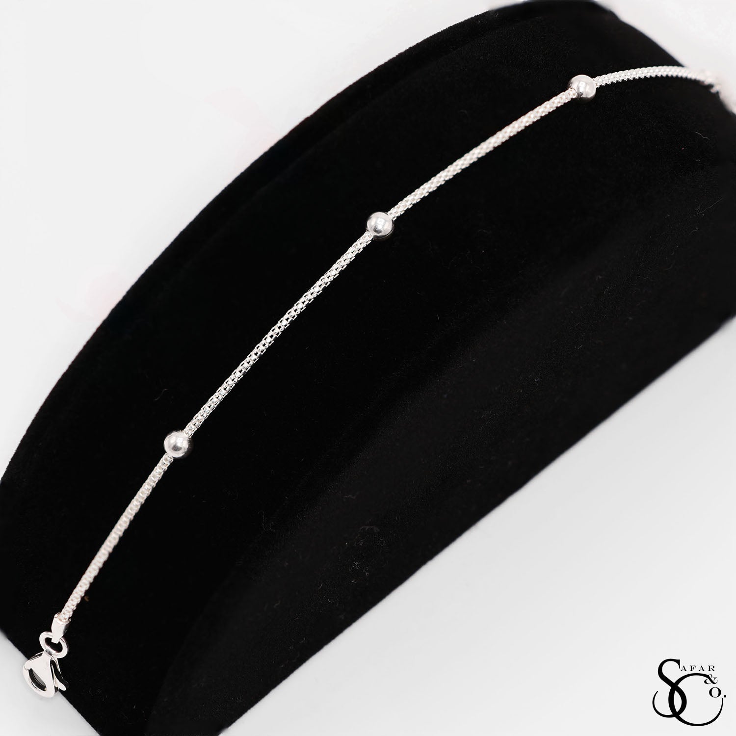 925 Sterling Silver Fancy Ball Beaded Bracelet