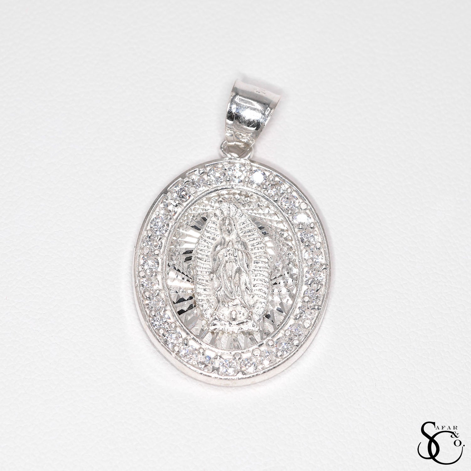 925 Sterling Silver Oval Our Lady of Guadalupe Virgin Mary Charm Pendant