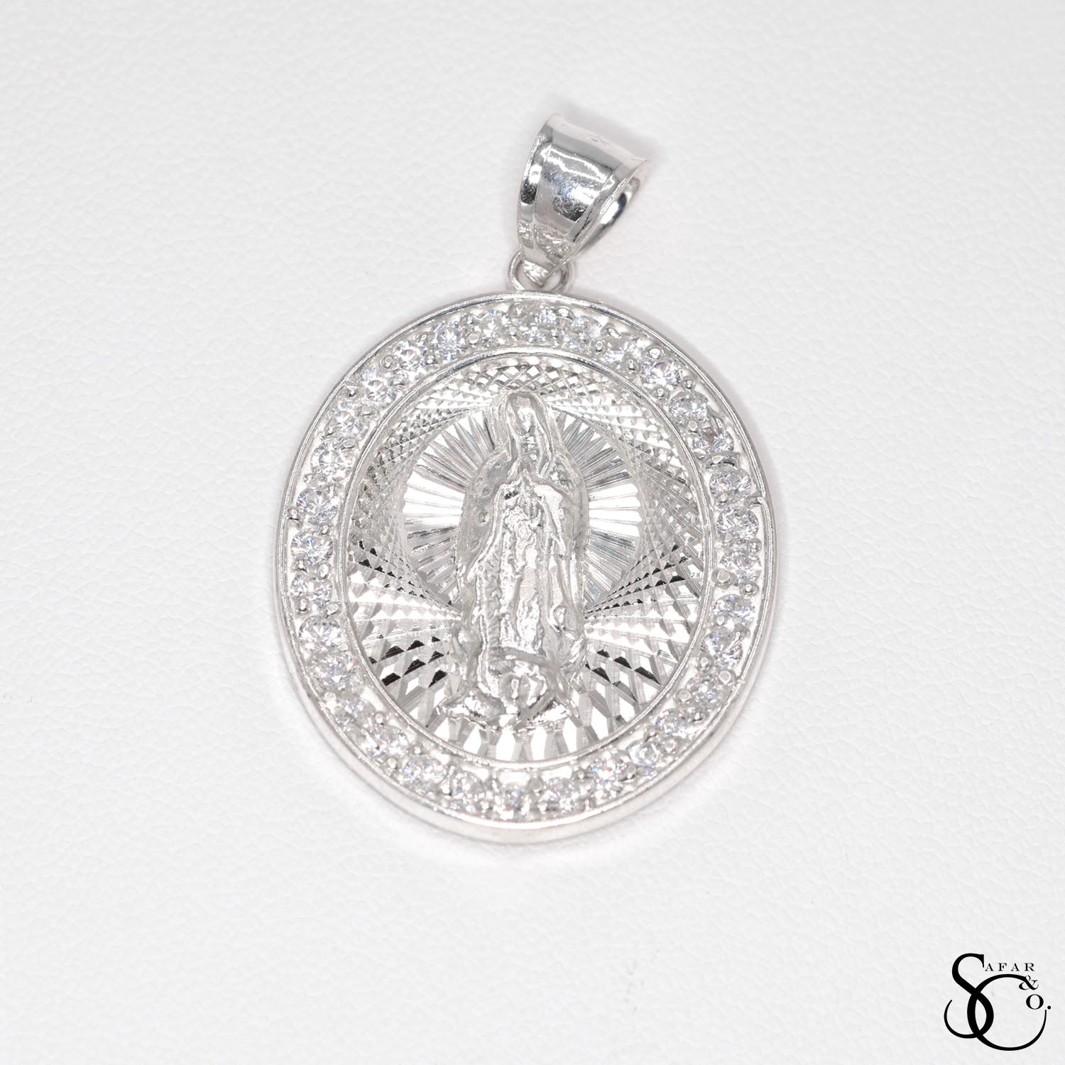925 Sterling Silver Oval Our Lady of Guadalupe Virgin Mary Charm Pendant