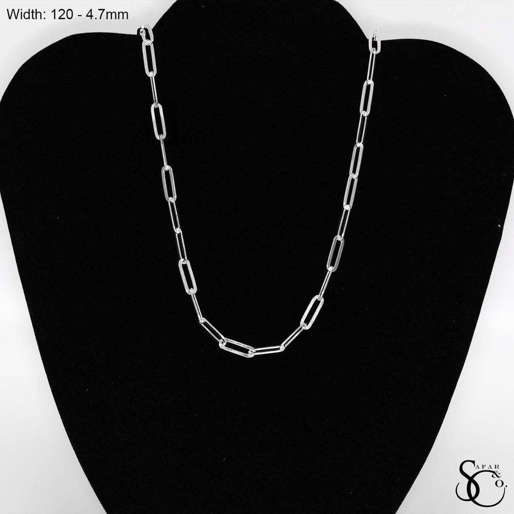 925 Sterling Silver 120 Paperclip Chain