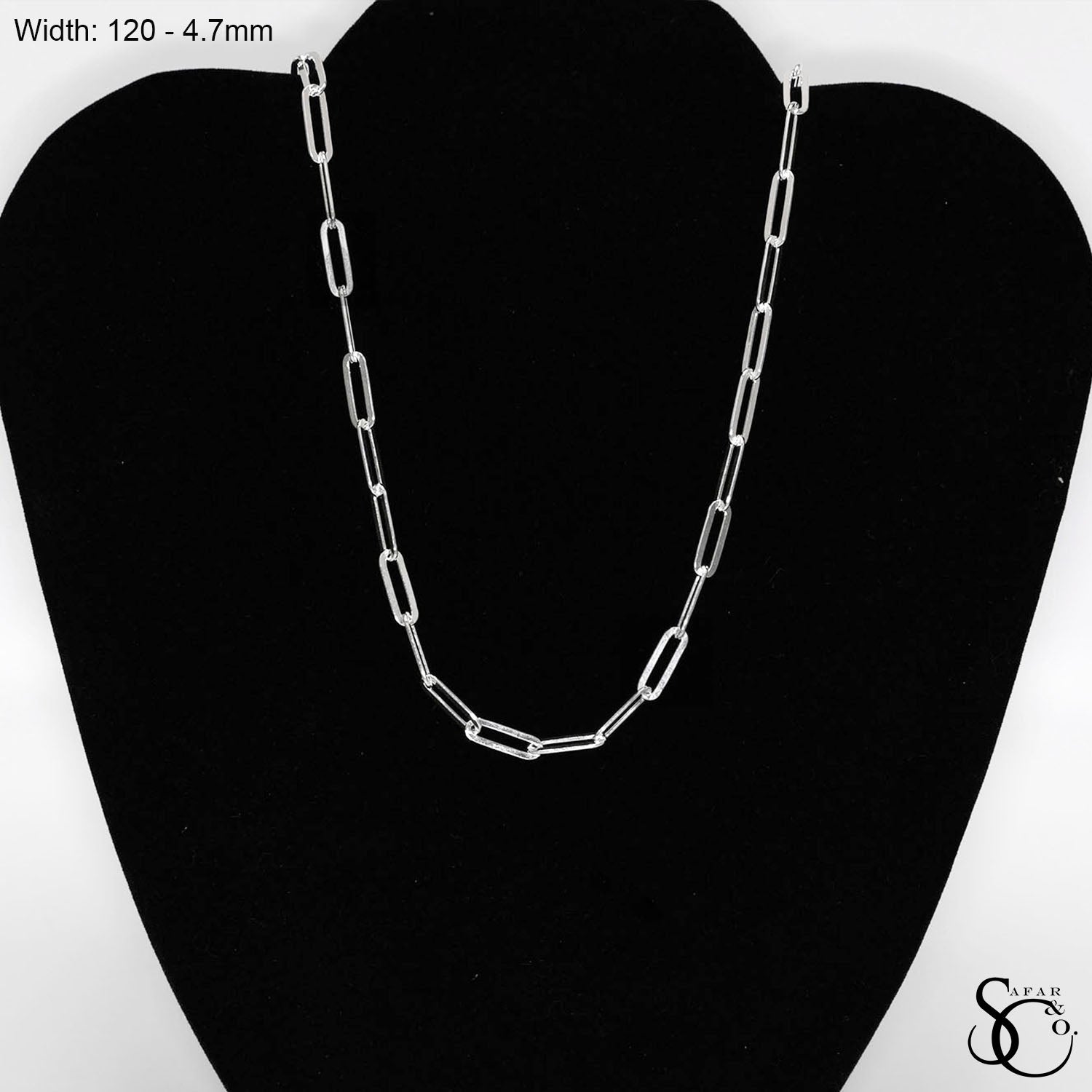 925 Sterling Silver 120 Paperclip Chain