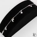 925 Sterling Silver Fancy Moon and Star Bracelet
