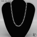 925 Sterling Silver 150 Pave Flat Figaro Chain