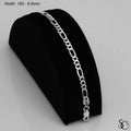 925 Sterling Silver 180 Pave Flat Figaro Bracelet
