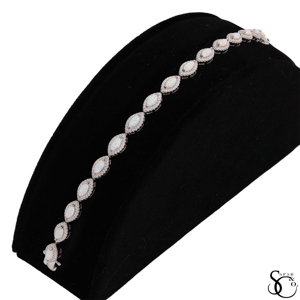 925 Sterling Silver Opal Bracelet