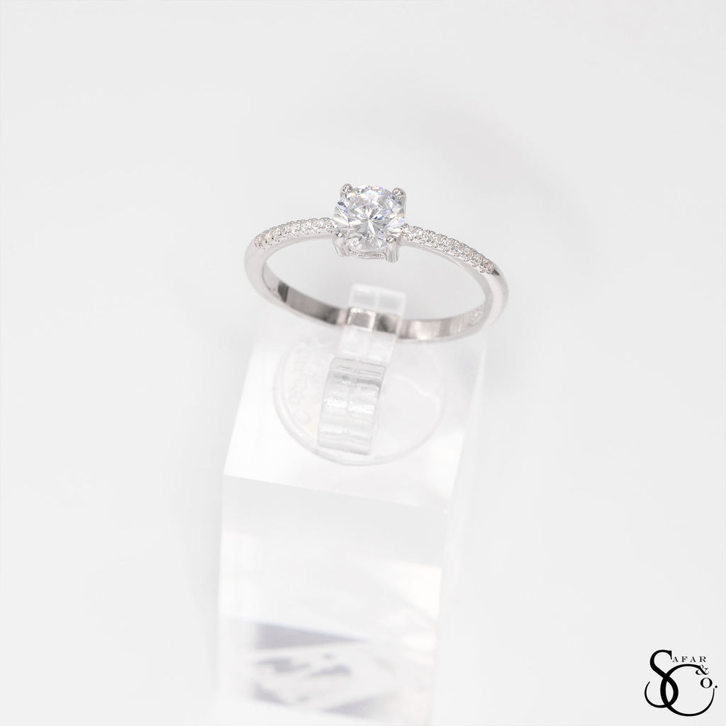 925 Sterling Silver Solitaire Round Ring - #1
