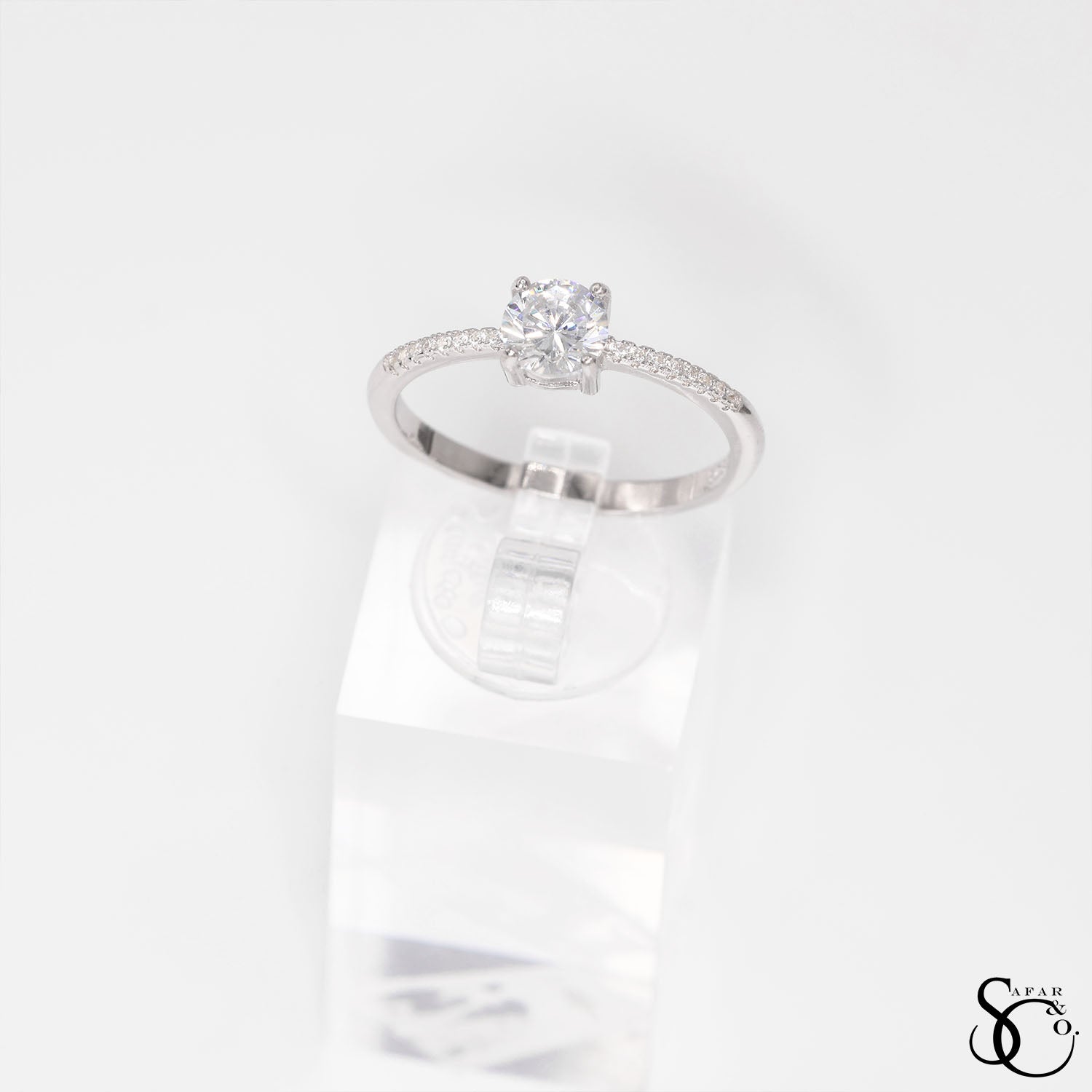 925 Sterling Silver Solitaire Round Ring - #1
