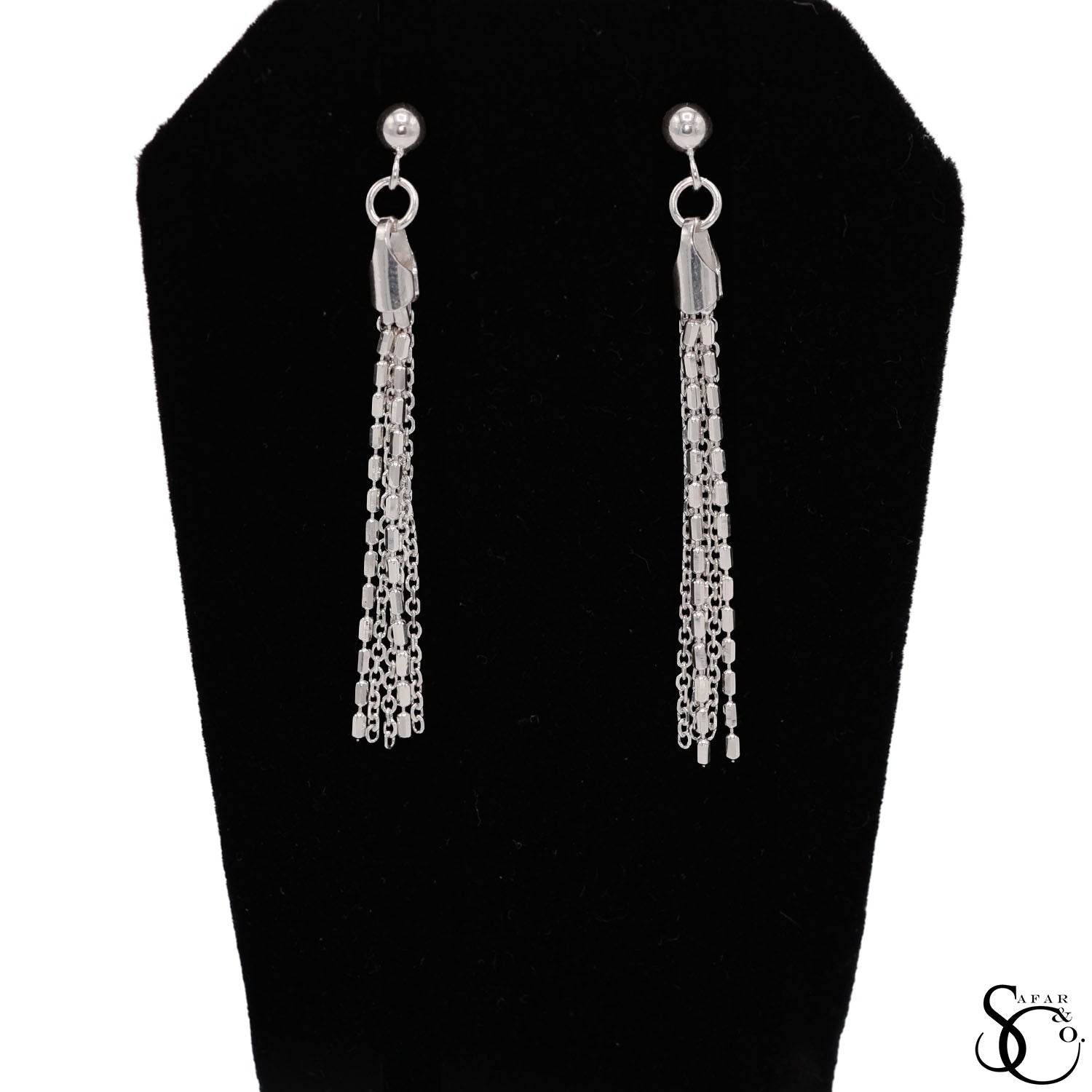 925 Sterling Silver Multi-Strand Chain Tassel Dangle Drop Earrings
