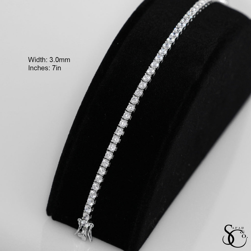 925 Sterling Silver 3.0mm Tennis Necklace 7 Inches