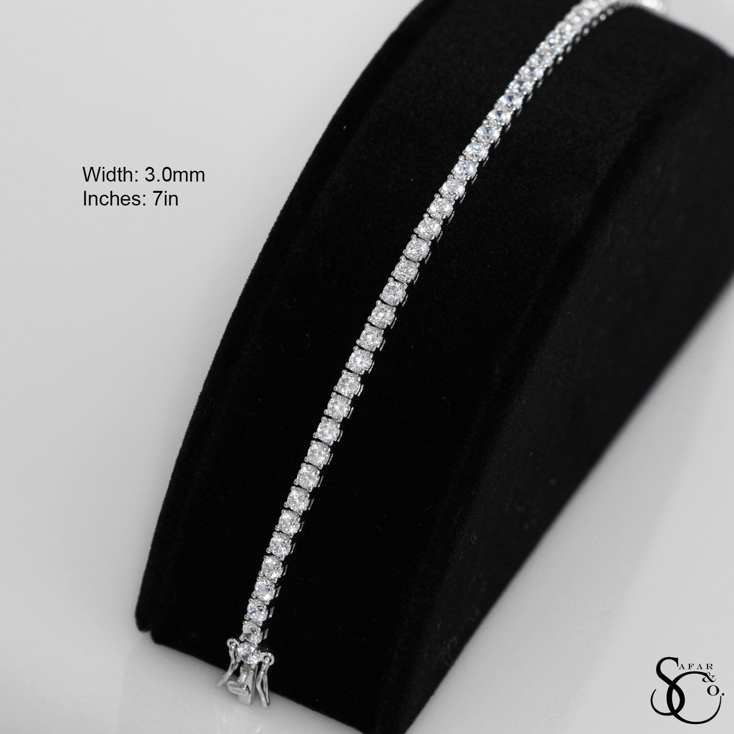 925 Sterling Silver 3.0mm Tennis Necklace 7 Inches