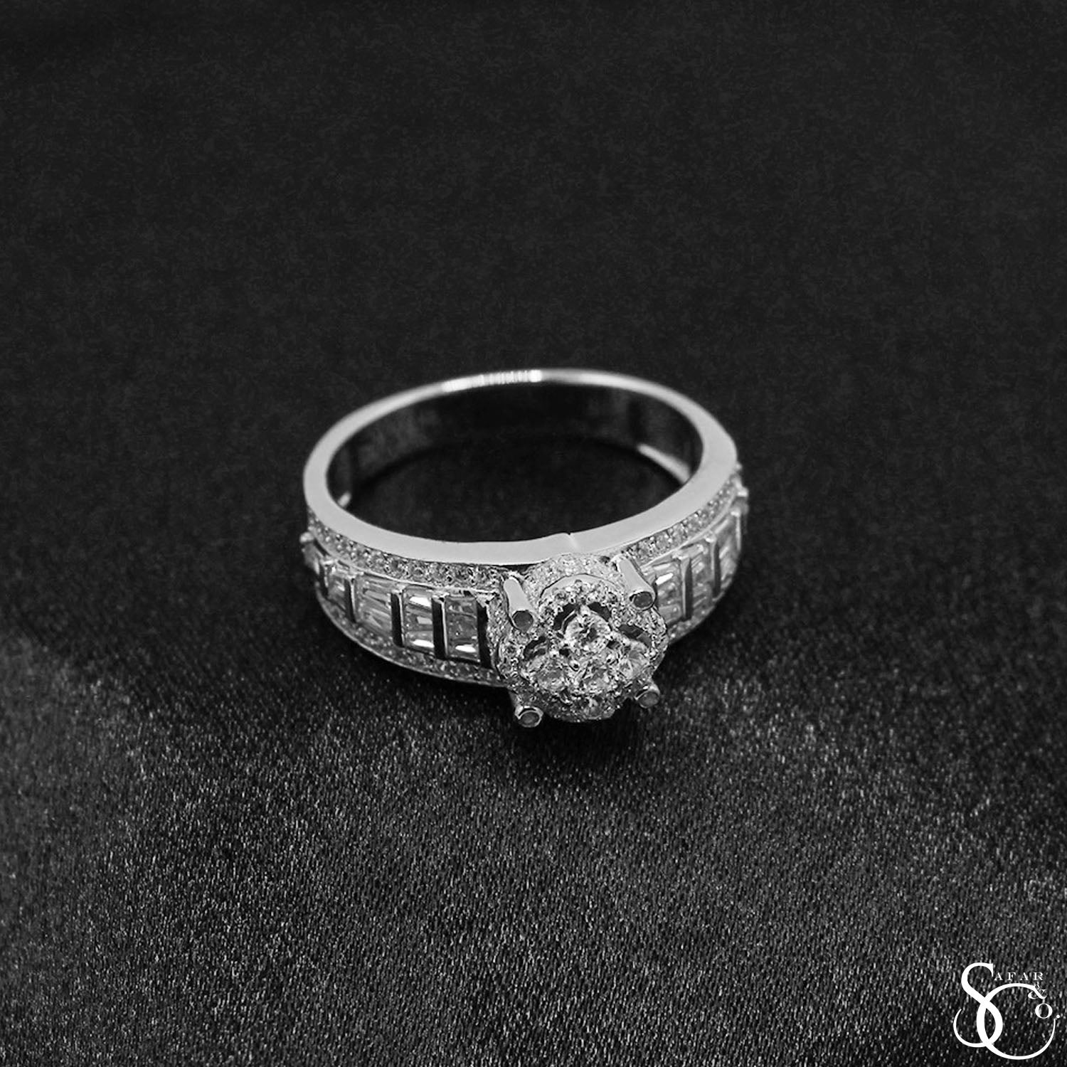 925 Sterling Silver CZ Mens Ring Ring