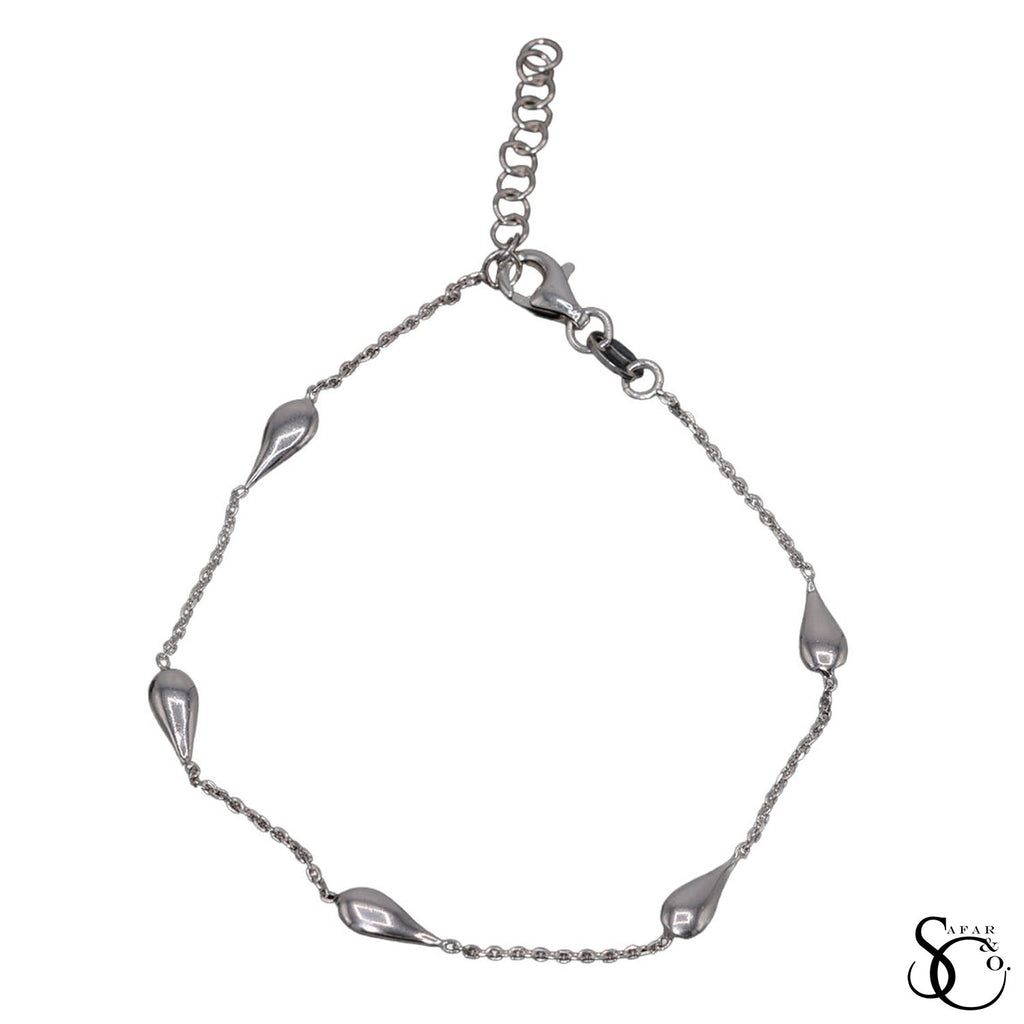 925 Sterling Silver Fancy Teardrop Bracelet