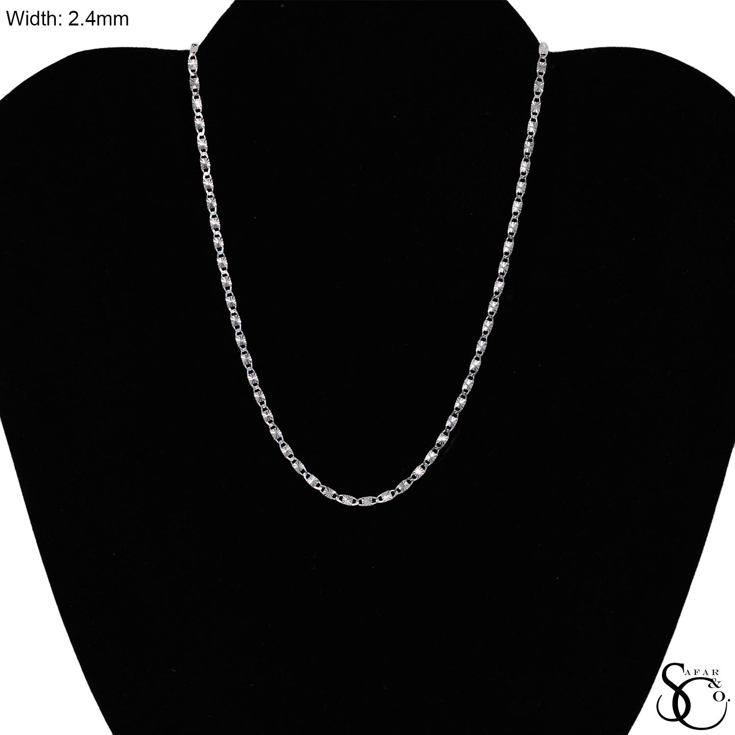 925 Sterling Silver 2.4mm Valentino Chain