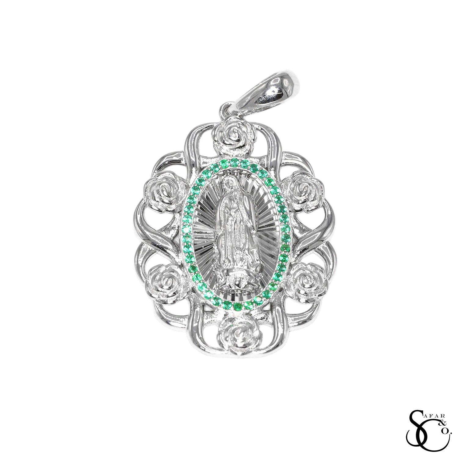 925 Sterling Silver Oval Our Lady of Guadalupe Virgin Mary Charm Pendant