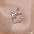 925 Sterling Silver Heart Butterfly Rose Charm Pendant