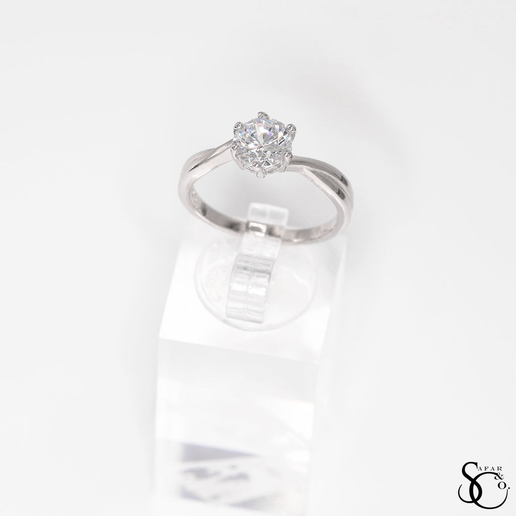 925 Sterling Silver Solitaire Round Ring - #2