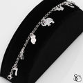 925 Sterling Silver Fancy Dangling Animal Lucky Charm Bracelet