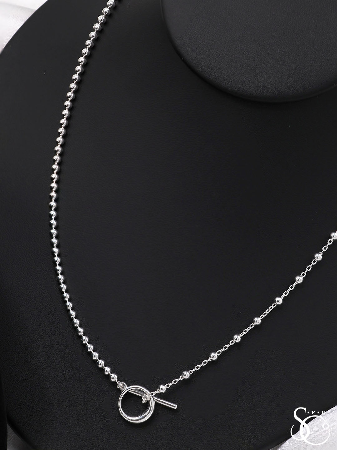 925 Sterling Silver Ball Beaded Toggle Necklace & Bracelet Set