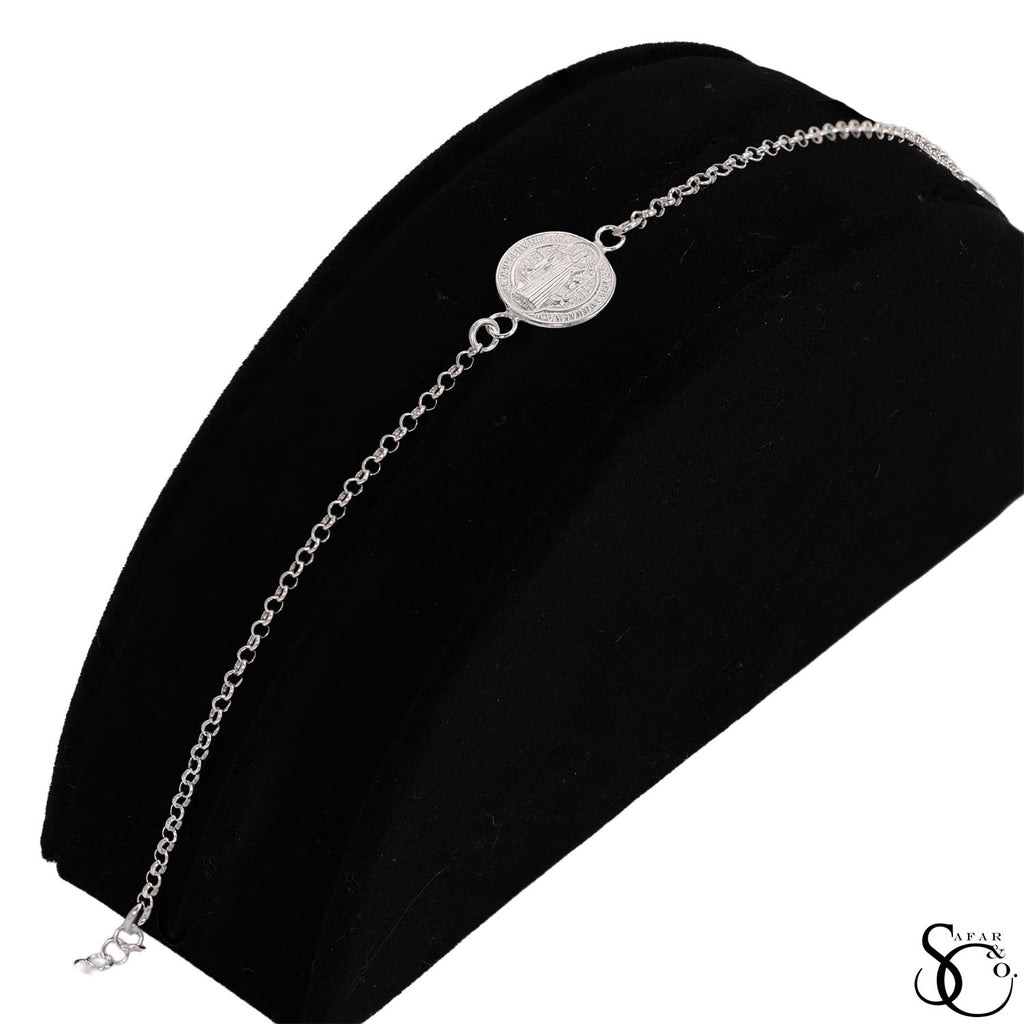 925 Sterling Silver Rolo Saint Jude Charm Bracelet