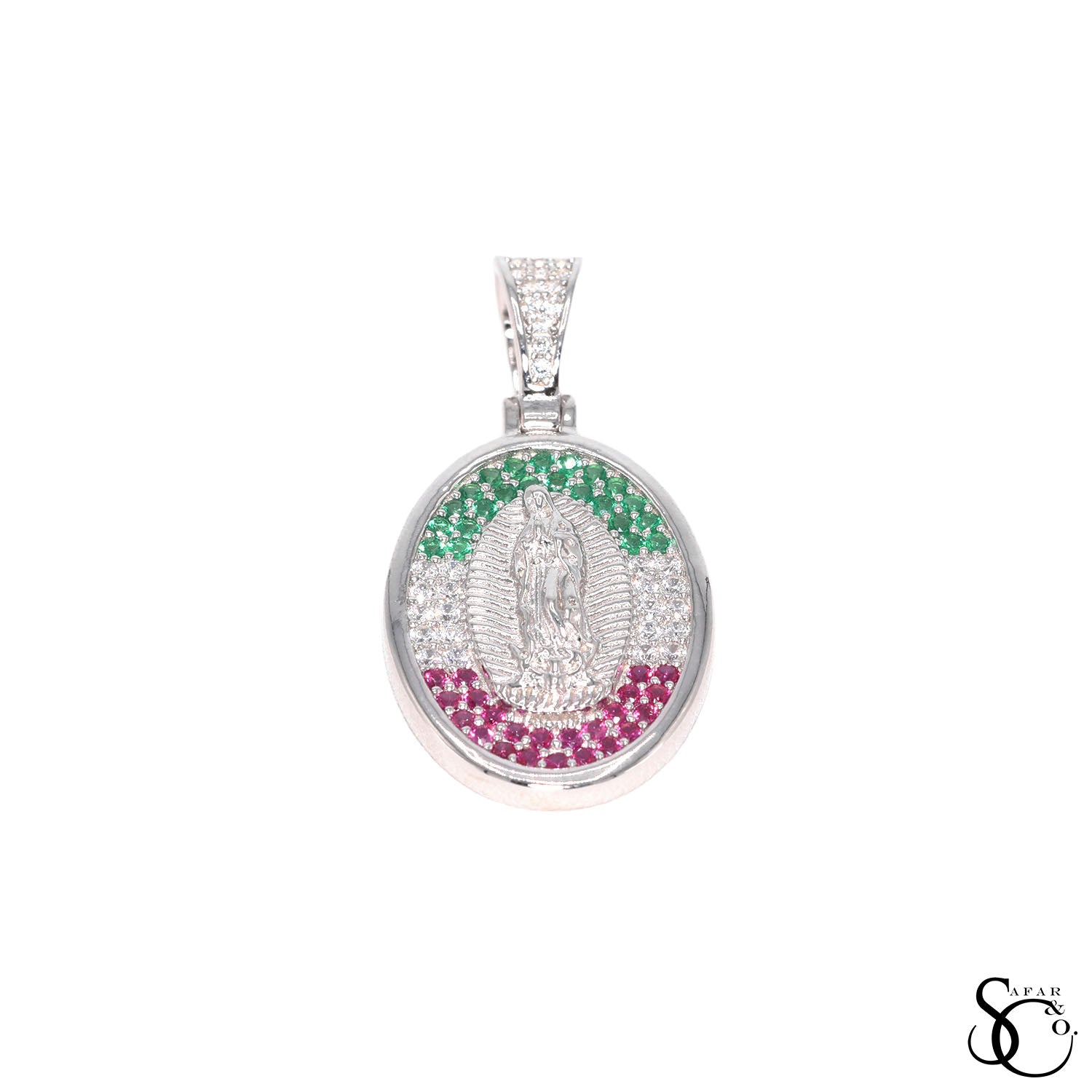 925 Sterling Silver Oval Our Lady of Guadalupe Virgin Mary Charm Pendant