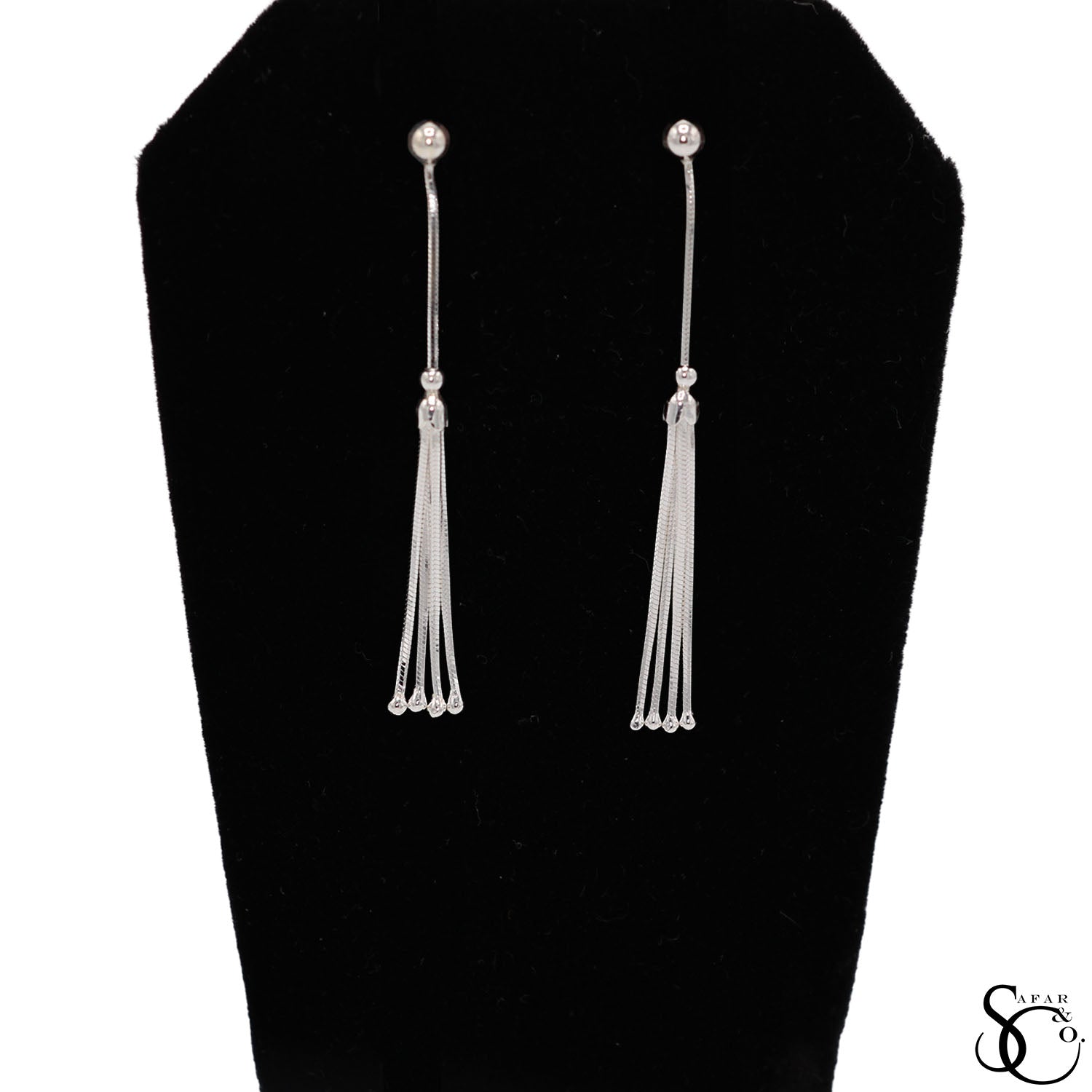 925 Sterling Silver Chain Tassel Dangle Drop Earrings