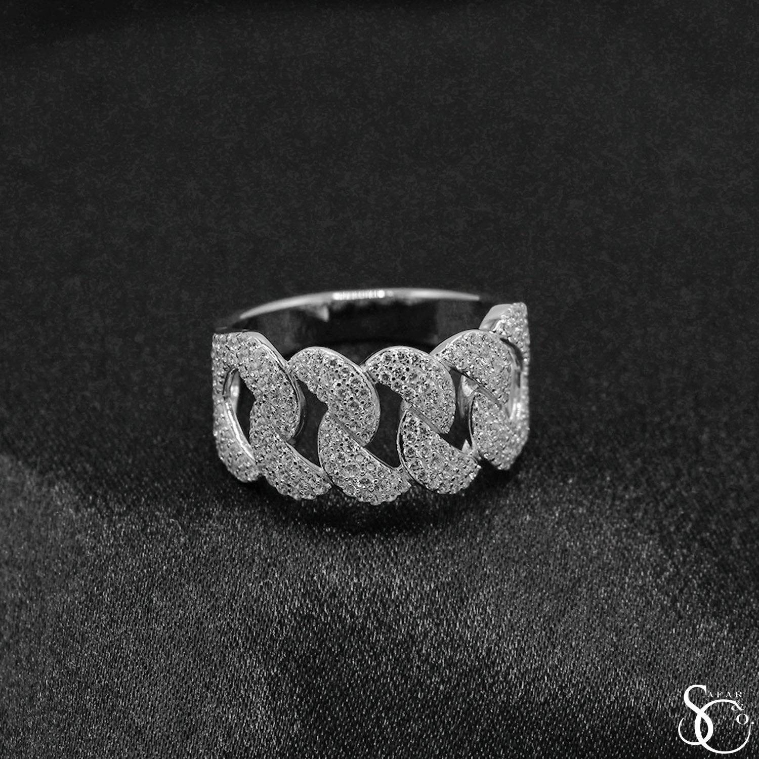925 Sterling Silver CZ Mens Ring Ring