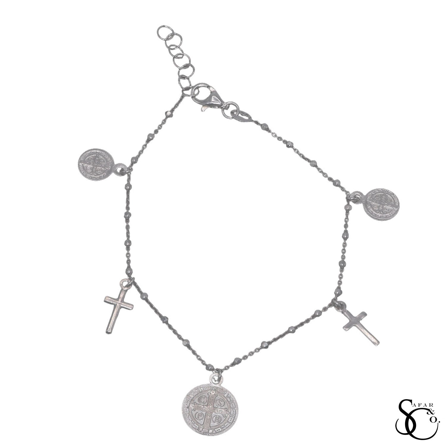 925 Sterling Silver Cross Jesus Crucifix Religious Bracelet