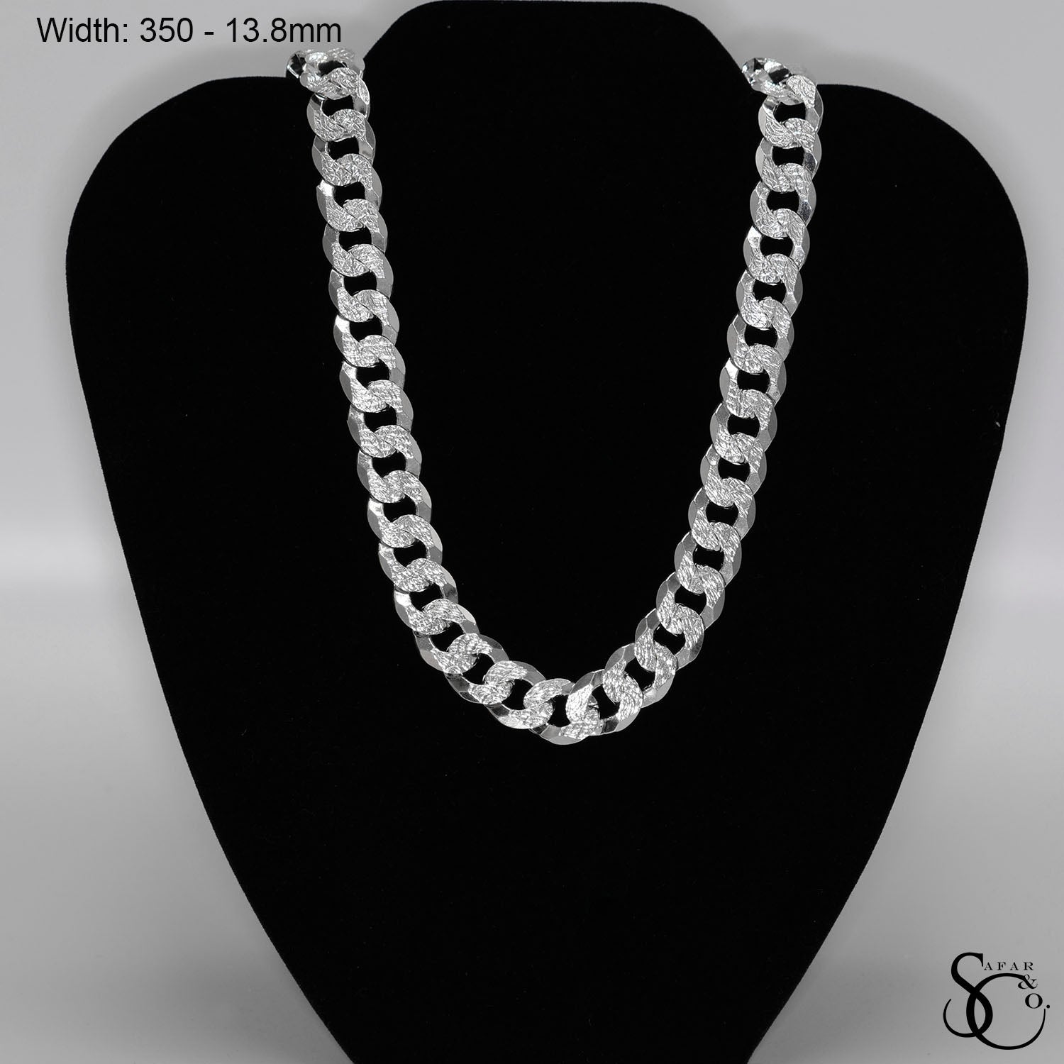 925 Sterling Silver 350 Pave Flat Curb Chain